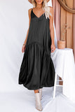 Casual Simplicity Solid Solid Color V Neck Pleated Dresses