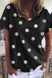 Casual College Polka Dot Printing V Neck T-Shirts