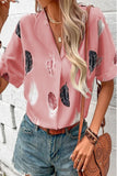 Casual Print Patchwork Turndown Collar Tops