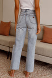 Casual Street Solid Ripped High Waist Regular Denim Jeans