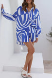 Casual Sweet Geometric Printing Turndown Collar Long Sleeve Two Pieces