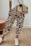 Casual Geometric Print Patchwork Loose Mid Waist Pencil Full Print Bottoms(4 Colors)