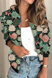 Casual Print Patchwork O Neck Outerwear