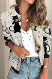 Casual Print Patchwork O Neck Outerwear