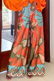 Street Floral Loose High Waist Wide Leg Full Print Bottoms