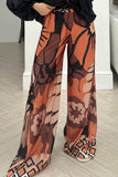 Street Floral Loose High Waist Wide Leg Full Print Bottoms