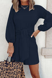 Casual Simplicity Solid O Neck Long Sleeve Dresses(5 Colors)