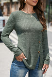 Street Solid Buttons O Neck Sweaters(5 Colors)