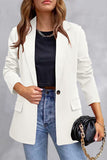 Elegant Solid Pocket Turn-back Collar Outerwear