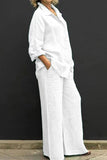 Casual Simplicity Solid Pocket Turndown Collar Long Sleeve Two Pieces(8 Colors)