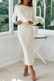 Daily Simplicity Solid O Neck Long Sleeve Two Pieces(3 Colors)