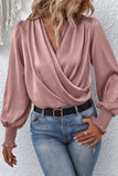 Elegant Solid Fold V Neck Tops