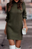 Casual Solid Patchwork Turtleneck One Step Skirt Dresses