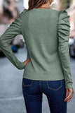 Casual Solid Fold O Neck Tops(5 Colors)