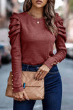 Casual Solid Fold O Neck Tops(5 Colors)