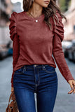 Casual Solid Fold O Neck Tops(5 Colors)