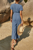 Casual Simplicity Solid Zipper V Neck Straight Jumpsuits