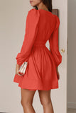 Casual Solid Fold V Neck Pleated Dresses