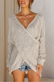 Casual Solid Patchwork V Neck Tops