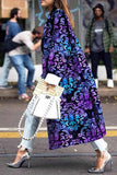 Street Elegant Print Patchwork Turn-back Collar Outerwear