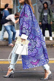 Street Elegant Print Patchwork Turn-back Collar Outerwear