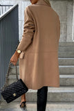 Elegant Solid Pocket Turndown Collar Outerwear