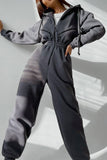 Street Solid Patchwork Hooded Collar Jumpsuits(8 Colors)