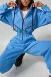 Street Solid Patchwork Hooded Collar Jumpsuits(8 Colors)