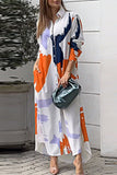 Casual Street Geometric Printing Turndown Collar Shirt Dress Dresses(9 Colors)