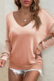 Casual Solid Hollowed Out V Neck Tops