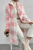 Casual Plaid Pocket Contrast Turndown Collar Outerwear(4 Colors)