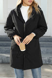 Elegant Solid Pocket Hooded Collar Outerwear