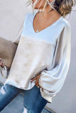 shirtstylespot V-Neck Tops With Puff Sleeves