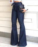 shirtstylespot Denim High Waist Bell-Bottom Jeans