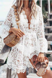 shirtstylespot Sexy Lace Long-sleeved V-neck Swimwear Cover-up