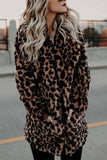 shirtstylespot Women's Lapel Leopard Coat