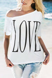 shirtstylespot Daily Love Print Off Shoulder T-shirt