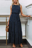 shirtstylespot Polka Dot Waist Maxi Dress(2 Colors)