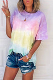 shirtstylespot O Neck Tie-dye Multicolor T-shirt