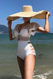 shirtstylespot White Sexy Hollow Cover Belly Swimwears