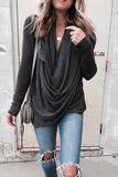 shirtstylespot Solid Long Sleeve Drape Top(2 Colors)