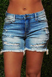 shirtstylespot On-trend Fringed Ripped Denim Shorts(3 Colors)