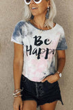 shirtstylespot Letter-print Tie-dye Short-sleeved T-shirt