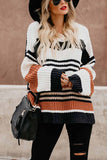 shirtstylespot Paneled Knitted Striped Sweater