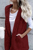 shirtstylespot Hooded Thin Solid Plush Coat With Pocket