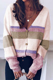 shirtstylespot Long Sleeve V Neck Color-Block Sweater