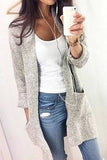 shirtstylespot Solid Color Knitted Cardigan With Large Pockets