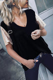 shirtstylespot Bling Patchwork Black T-shirt