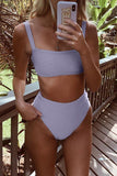 shirtstylespot Bandeau Basic Light Purple Bikini Set