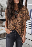 Dokifans Leopard Print Loose Design Brown T-shirt - Dokifans